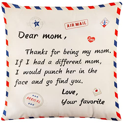 18x18in Throw Pillow for Mom from Daughter & Son